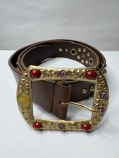 Dolce & Gabbana Belt Brown Leather Studded Buckle 90cm/36in