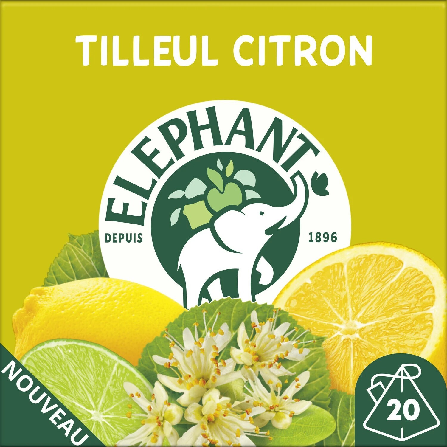 Infusion Tilleul Citron Éléphant Tisane Naturelle Relaxante Boîte 3x20 Sachets