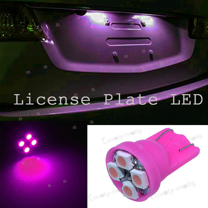 2pcs T10 4SMD LED Pink Purple 906 2825 168 558 License Plate