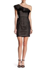 J.Crew 153988 Women's One-Shoulder Flutter Cap Sleeves Eyelet Dress Black Sz. 12