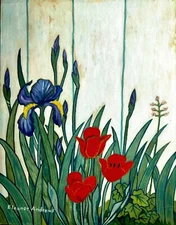 Original Acrylic Painting by Artist Eleanor Andrews Floral - Signed