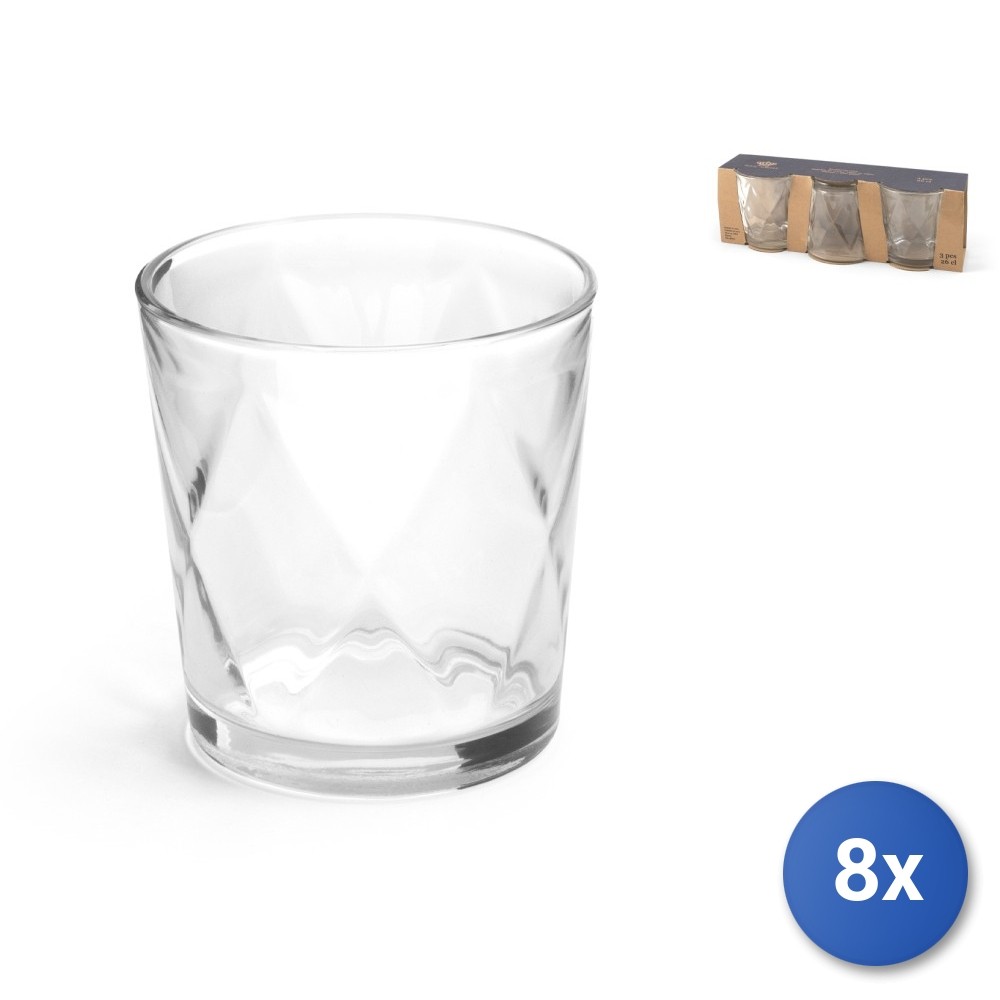 8X Royal Norfolk Sets Of 3 Glow Glasses Transparent Cl 26