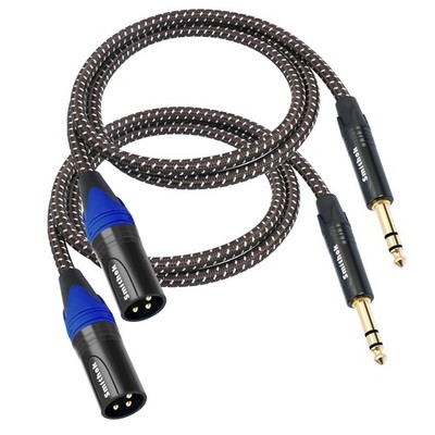 1/4'' TRS to XLR Cable 2-Pack Heavy Duty 6.6ft Nylon Balanced Gold-Plated Cord