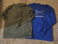 Lot Of 2 Youth Boys Large Under Armour Green  Blue Hoodies