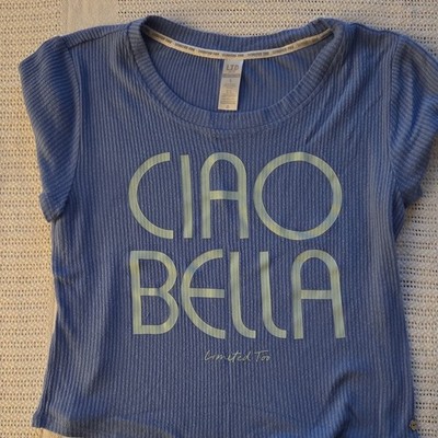 Limited Too Girls Blue Short Sleeve Stretch Crew Neck T-Shirt Metal Flower L