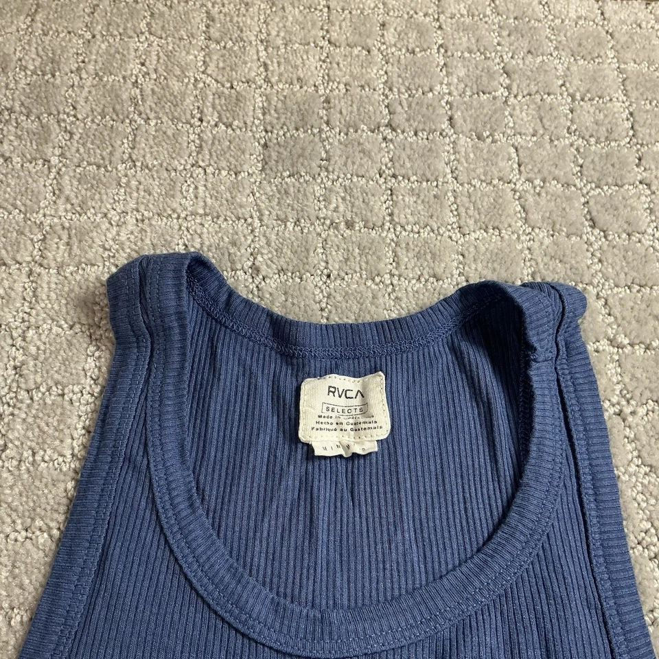 Camiseta sin mangas mujer RVCA acanalada cuello alto en azul talla mediana excelente estado, Foto 4 de 4