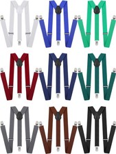 9 Pieces Y Back Style Unisex Suspenders Adjustable Elastic Suspenders for Men...