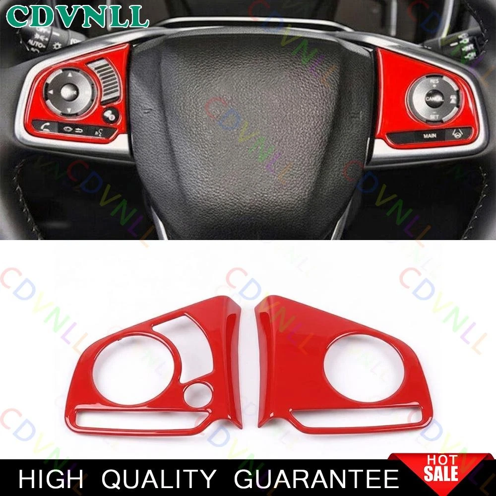 For Honda CR-V 2017-2022 Bright Red Steering Wheel Button Frame Cover Trim CRV