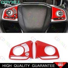 Cubierta de cuadro de botón de volante rojo brillante CRV para Honda CR-V 2017-2022