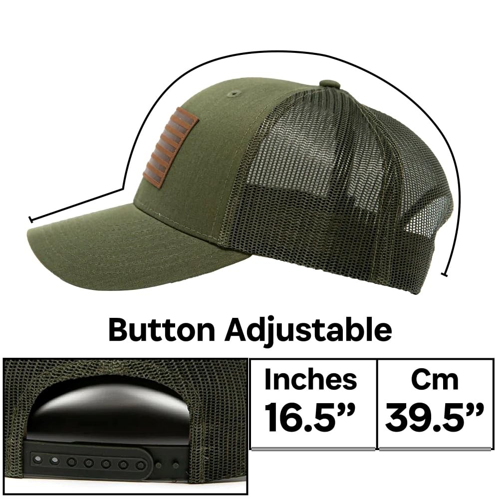 American Flag Hat – Leather Patch Mesh Back Ameri… - image 7