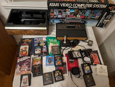 1980 ATARI VIDEO COMPUTER SYSTEM w/ Orig. Bx Games Controllers & Access.AS IS