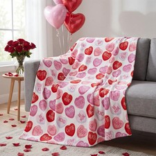 Valentine Pink Hearts Soft Fuzzy Plush Flannel Fleece Throw Blanket 60x80 Inch