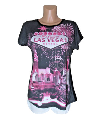 OCEAN BEACH Size XXL Welcome to Fabulous Las Vegas Nevada Pullover Black Top