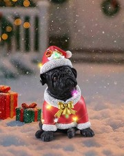 Outdoor Christmas Dog Statue Decorations - Santa Gifts Christmas Decor Bulldo...