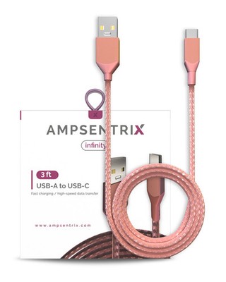 USB-C auf USB-A Kabel (1 m / 3 ft) (AmpSentrix Infinity) (Pink)