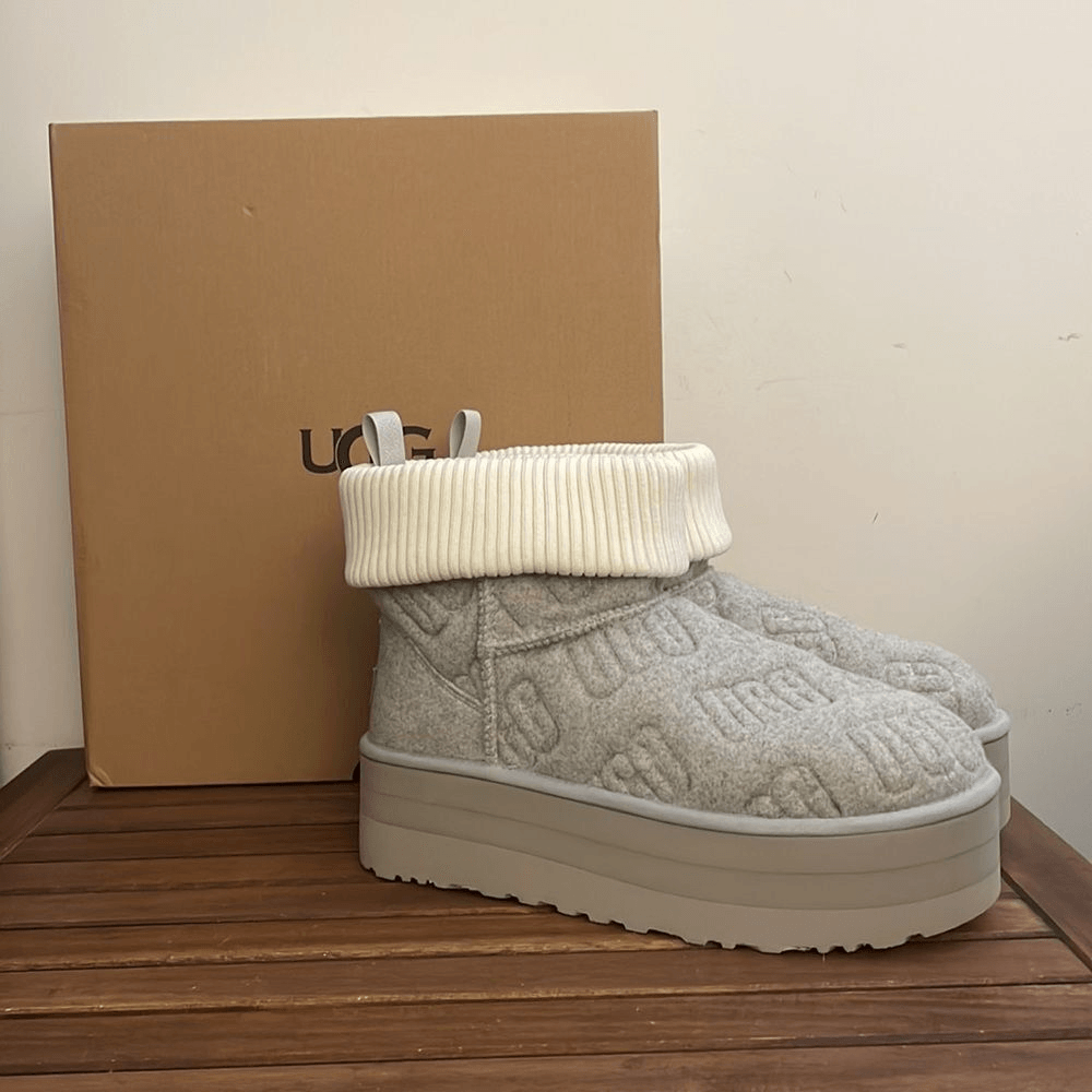 UGG Classic Mini Platform Felted Boots Grey USA Women Size 11/UK 9/EU 42