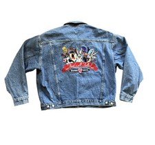 Vintage 90s Warner Bros Denim Jean Jacket Mens XXL Looney Tunes Bugs Bunny