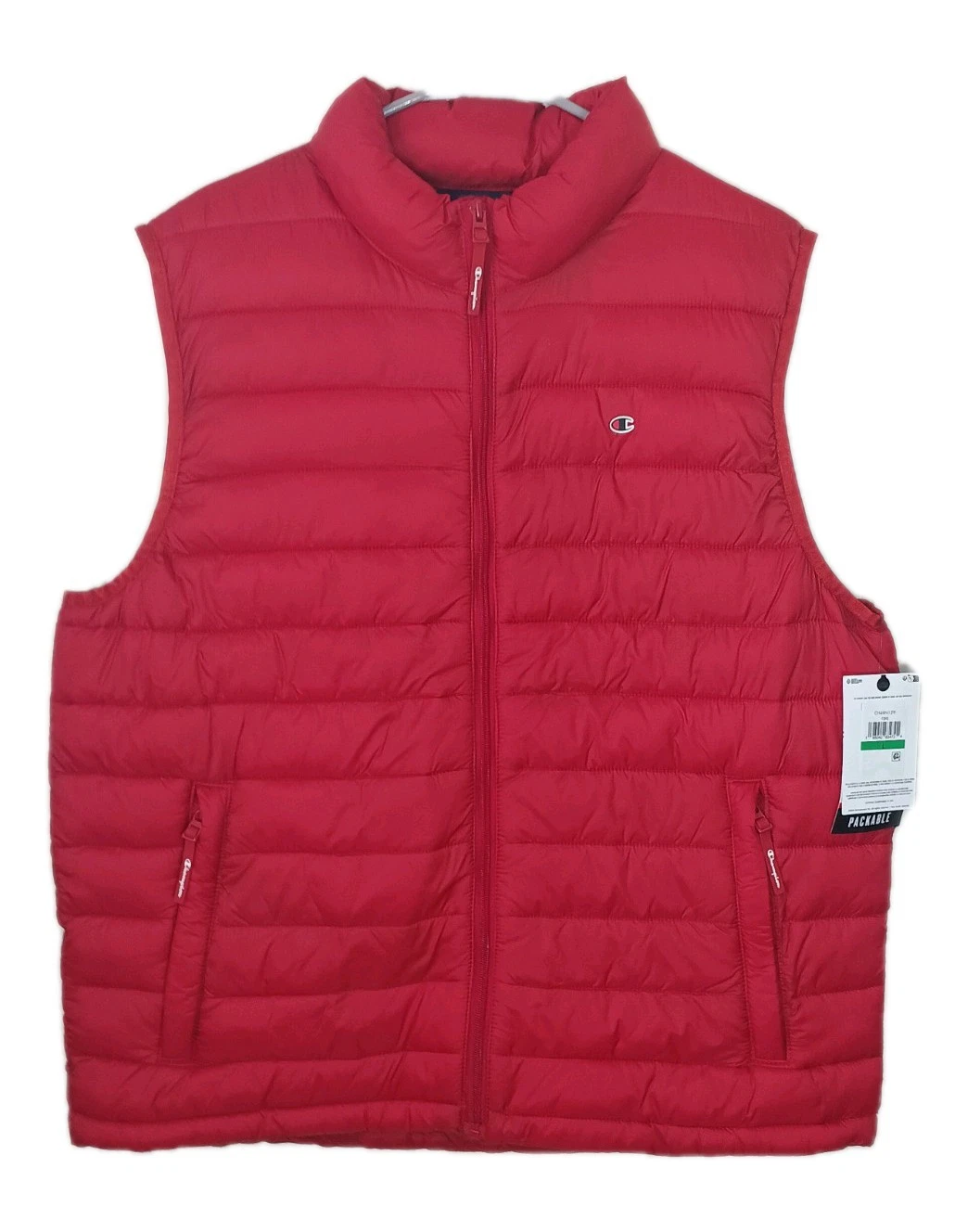 Champion Men's Packable Puffer Vest With Stand Collar Size L Red NWT MSRP $100