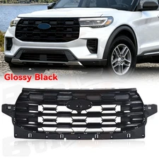 For 2025 Ford Explorer Front Bumper Grille Radiator Grill Assembly Gloss Black