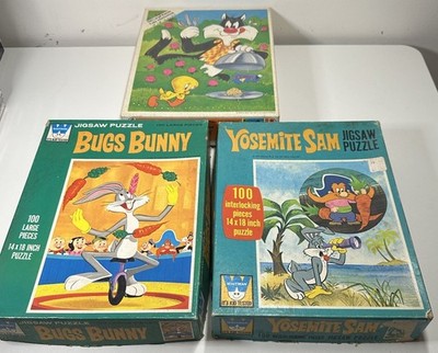3 Vintage Picture Puzzles By Whitman COMPLETE Bugs Bunny -Yosemite Sam -Tweety ￼