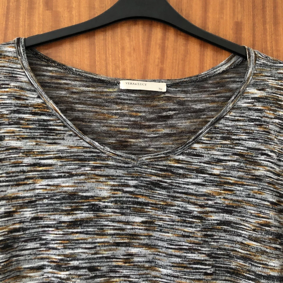 Vera & Lucy Ladies Black & Brown Striped Lightweight Autumn Jersey Style Top, 18 — 第 3/4 张图片