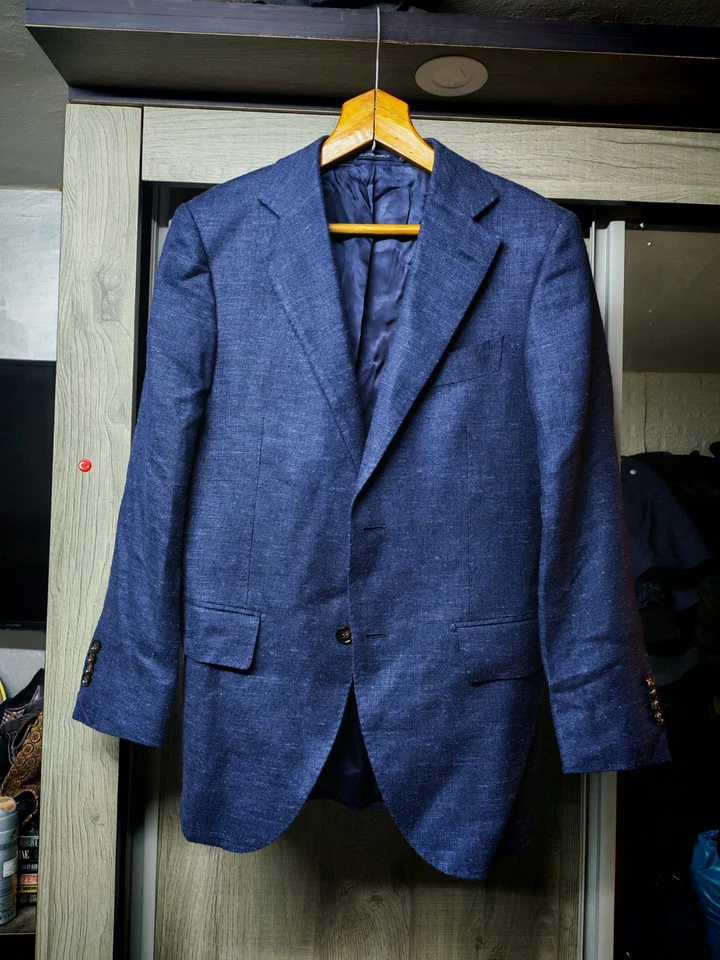 Suitsupply Lazio E. THOMAS Wool Linen Tussah & Mulberry Silk slim blazer 36S - Image 2 of 4