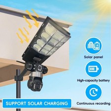12MP 4CAM Solar Street Light IA PTZ Flood Light 4G Camera 3000W Remote Control