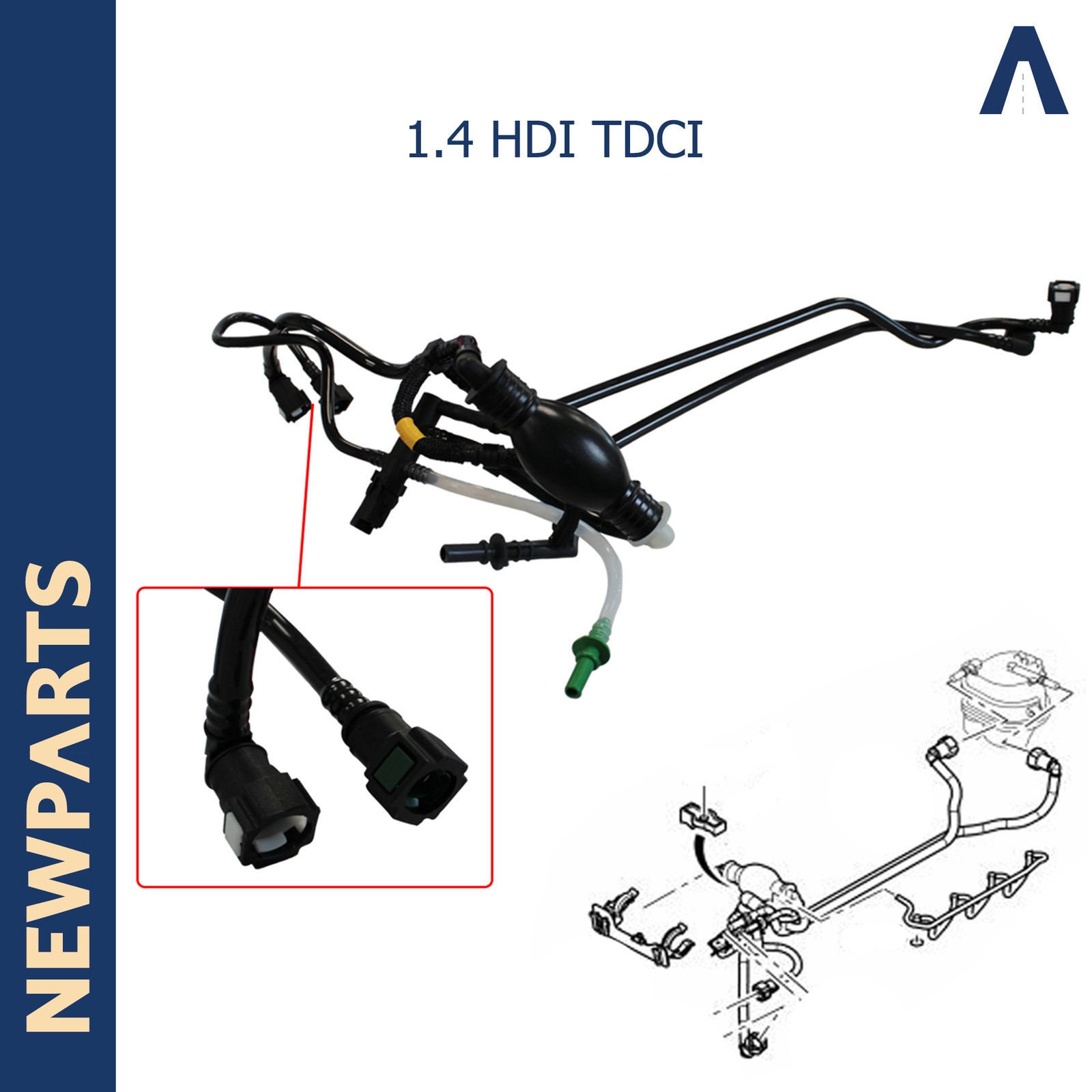 Tuyau alimentation carburant résistant aux fuites pour Peugeot 207 1.4HDI