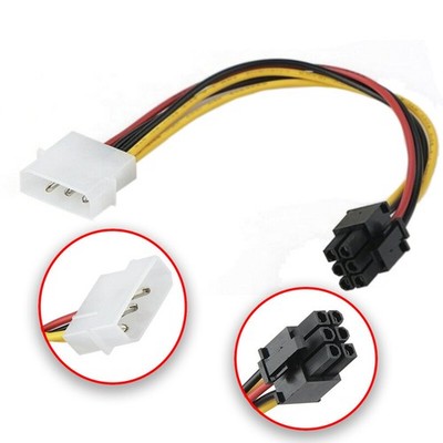 4 Pin Molex to 6 Pin PCI-Express PCIE Video Card Power Cable Converter Adapter