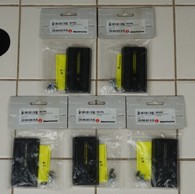 NEW Lot of 5 Manfrotto 501PL Tripod Sliding Quick Release Accessory Plates OEM