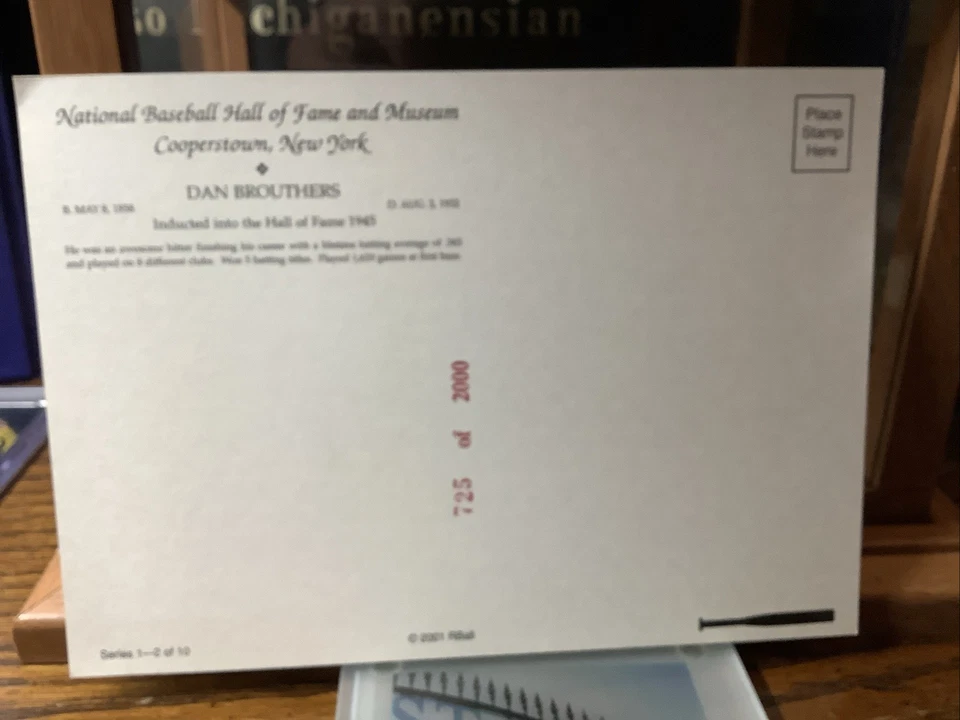 Postal con la estrella de Detroit Wolverine Dan Brouthers de Cooperstown Foto 3 de 3