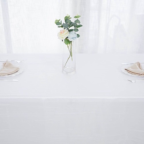 WHITE 90" x 156" Accordion Crinkle TAFFETA RECTANGULAR TABLECLOTH Party Supplies - 第 5/8 張圖片