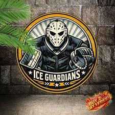 Boston Ice Hockey Team 8x8 Round Vintage Metal Tin Sign Home Decor