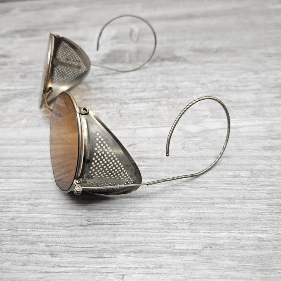 Gafas Willson De Colección con Estuche Original Naranja Ámbar Redondo Protector Lateral Gafas Foto 3 de 4