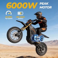 6000W PEAK ELECTRIC DIRT BIKE 60V/30AH OFF-ROAD E MOTORCYCLE 60MILES ADULT NEW