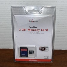 NEW SanDisk 2 GB Memory Card  Full Size SD Adapter Verizon Wireless 2 in 1