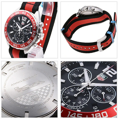 NUOVO TAG Heuer Mclaren RARO F1 NATO cinturino orologio tela nero rosso caz1112 FC8188 - Foto 8 di 21