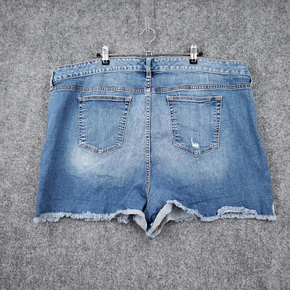 Pantalones Cortos Torrid Para Mujer 26 Plus Azul Tachonado Denim Corte Elástico Lavado Medio Jean Foto 2 de 4