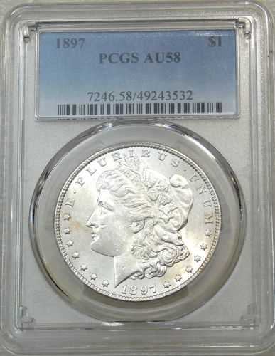 1897 P Morgan Silver Dollar PCGS AU58 Frosty White Luster PQ Just Graded #K421F