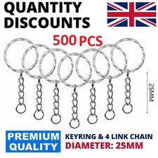 25MM SPLIT RING WITH CHAIN AND SCREW KEY KEYRINGS KEYRING KEYS FINDINGS CLASP