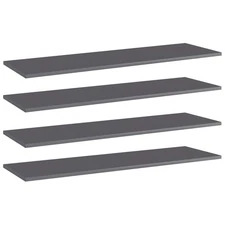  Shelf Set of 4 High Gloss Grey Engineered Wood 39.4 x 11.8 in
