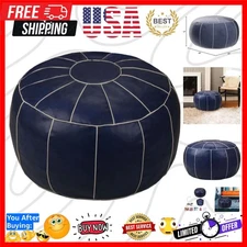 Decorative Pouf Foot Stool Round Unstuffed Leather Ottoman Cushion Storage se...
