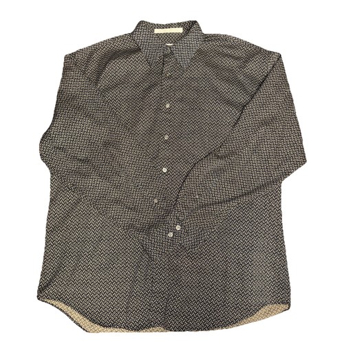 Perry Ellis, Vintage Perry Ellis Mens Shirt L Long Sleeve Dash Dots Pattern Button Up Preppy