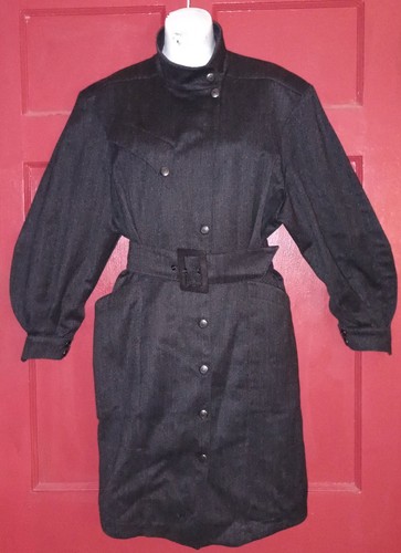 Mugler, Cappotto lana Thierry Mugler vintage anni 80 90 cintura militare