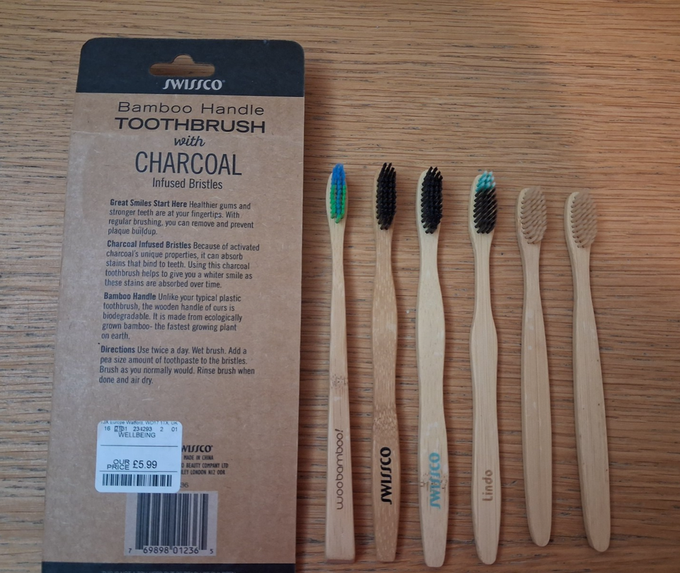 10 CHARCOAL /OTHER BAMBOO HANDLE MEDIUM TOOTHBRUSHES | eBay