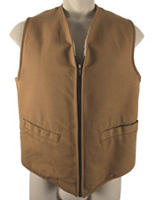 Vintage 80s - USA MADE - Carhartt Mens Duck Canvas Sherpa Lined Zip Vest Large