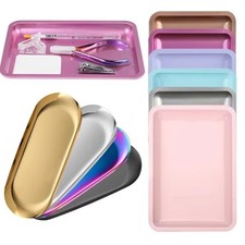 Stainless Steel Cosmetic Storage Tray Manicure Nail Art Tools Plate Tweezers Dis