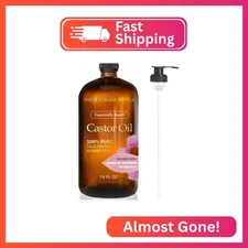 Essentially KateS Castor Oil 16 Fl Oz (Glass Bottle) - Camelia Japonica + Rosema