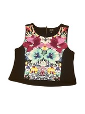 Nicole By Nicole Miller Crop Top With Abstract Floral Accent Size M