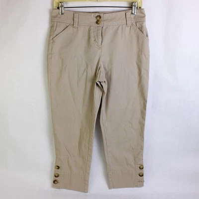 Pantalons Capri Beiges Charter Club Avec Boutons Accents Taille Femme 4P - Photo 1/4
